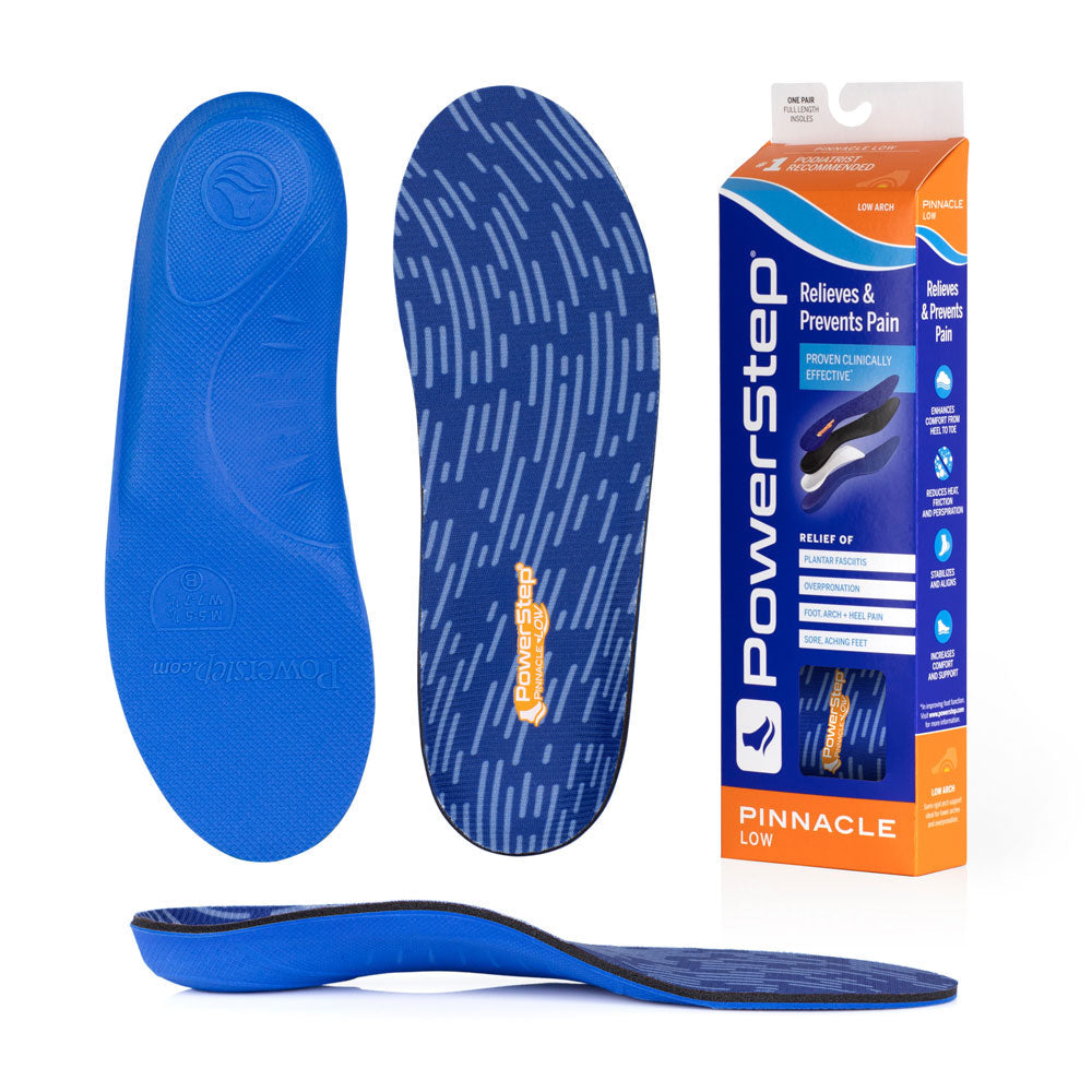 PowerStep Pinnacle Low Insoles | Flat Feet Pain Relief Orthotic, Pronation Inserts