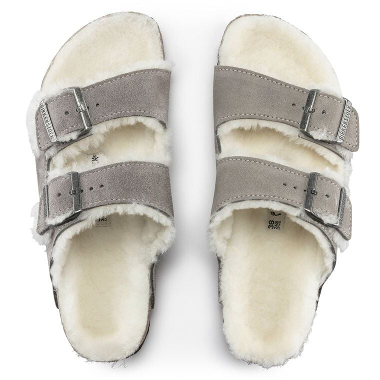 Birkenstock Arizona Shearling Suede Leather Stone Coin Style 1017402