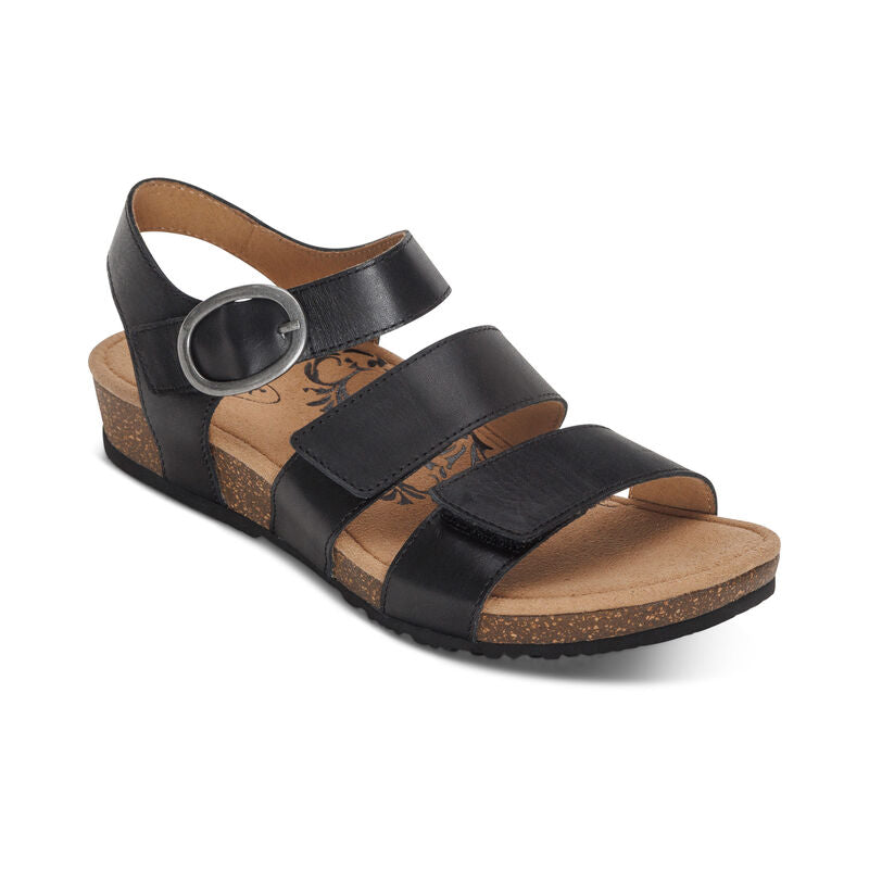 Lilly Adjustable Quarter Strap Sandal Black Clearance Final Sale