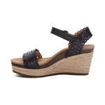 Sydney Quarter Strap Espadrille Wedge Black
