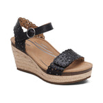 Sydney Quarter Strap Espadrille Wedge Black