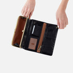 Hobo Rachel Continental Wallet Polished Leather Black