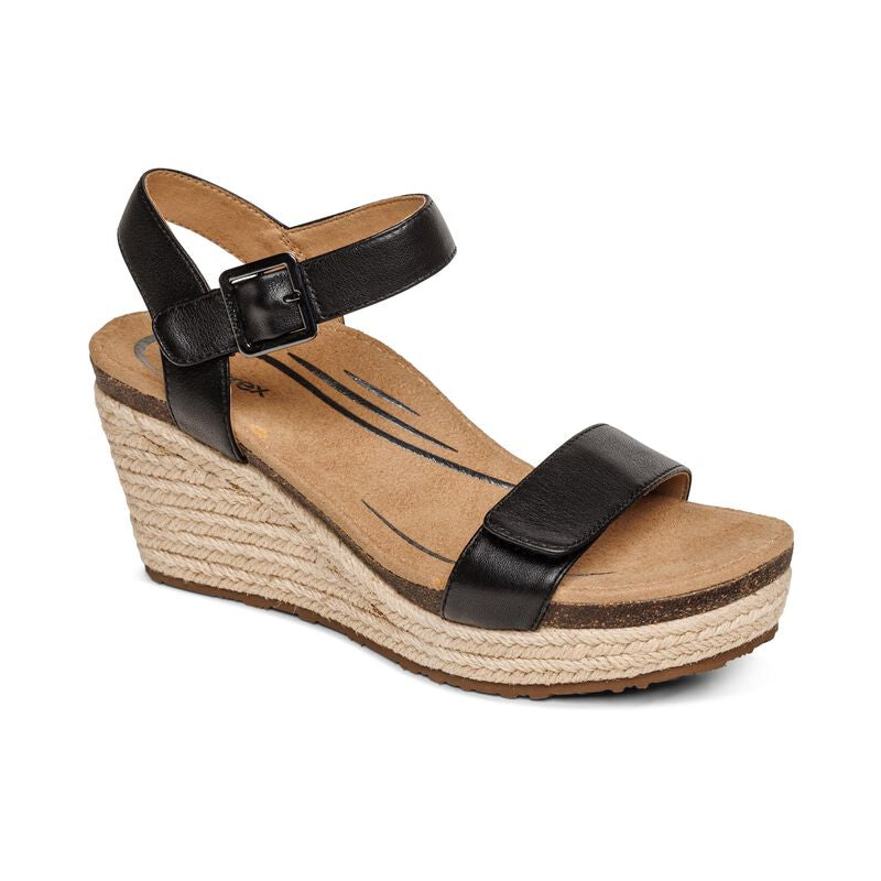Aetrex Sydney Espadrille Leather Black