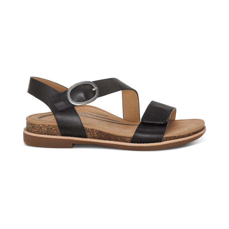 Aetrex Tamara Asymmetrical Quarter Strap Sandal Black