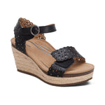Sydney Quarter Strap Espadrille Wedge Black