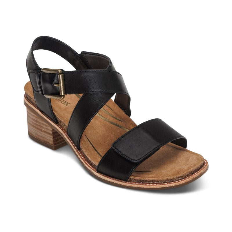 Aetrex Kristin Arch Support Block Heel Black Clearance Final Sale