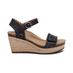 Sydney Quarter Strap Espadrille Wedge Black