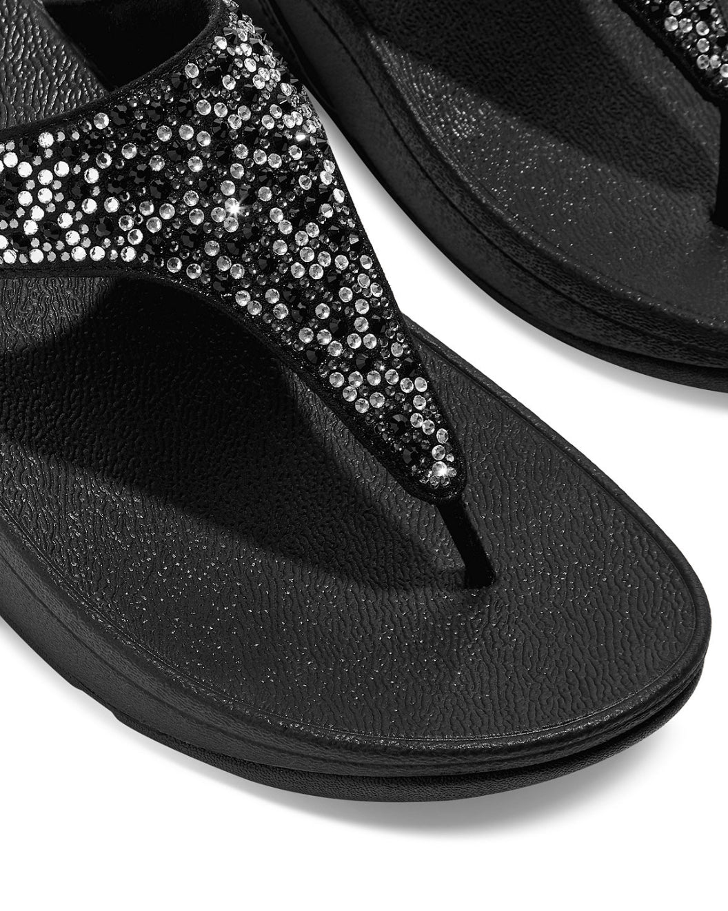 Fitflop Lulu Crystal Embellished Toe-Post Sandals All Black