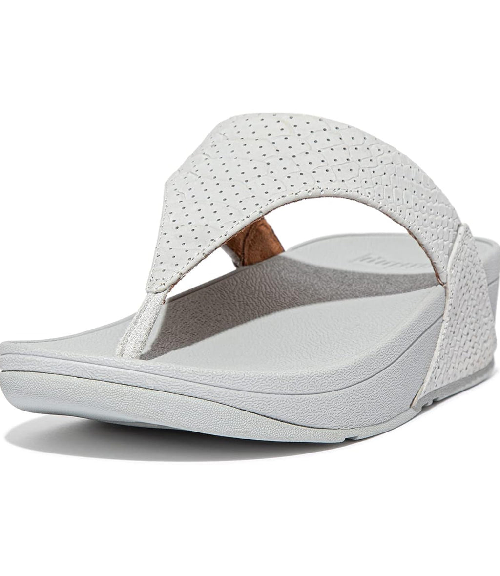 Fitflop Lulu Perf Croc Leather Soft Grey Clearance
