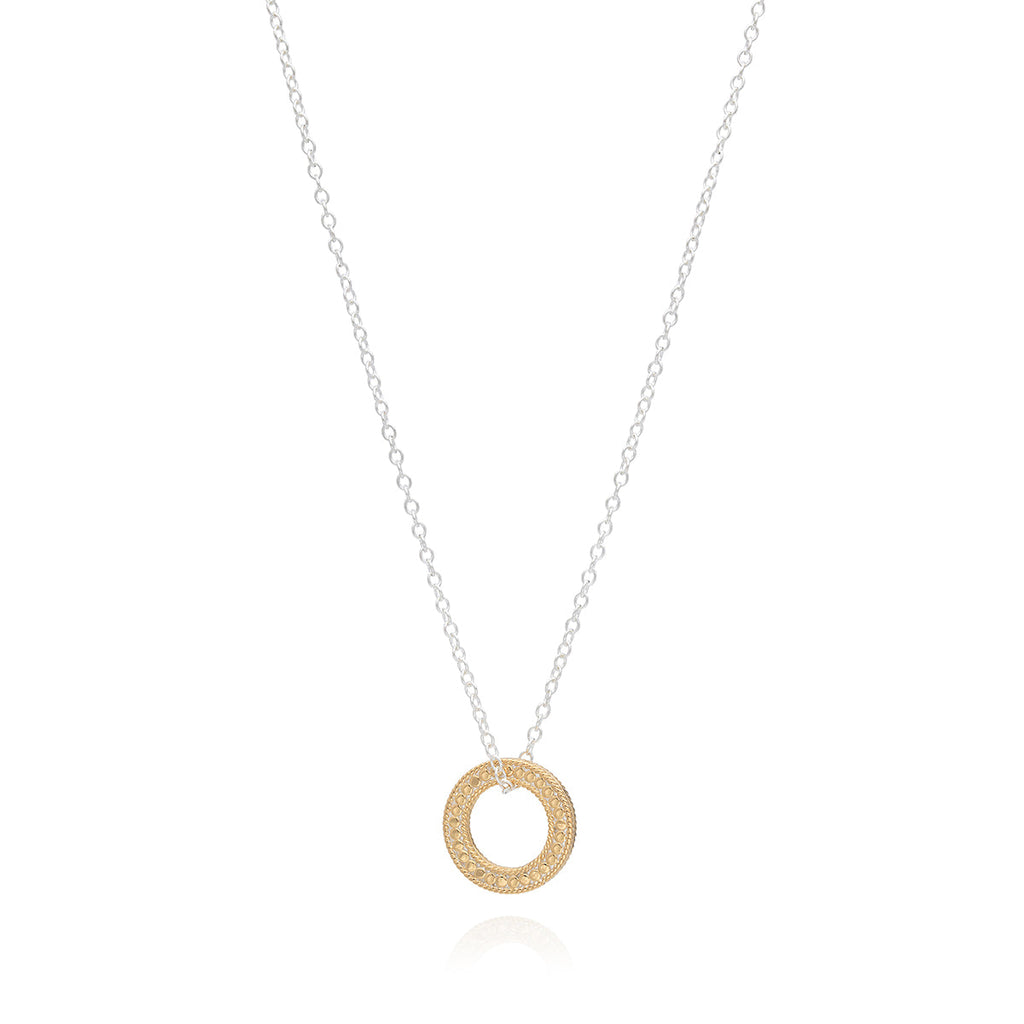 Anna Beck Circle of life Open “O” Charity Necklace 16-18” Gold/Silver Style 0626N