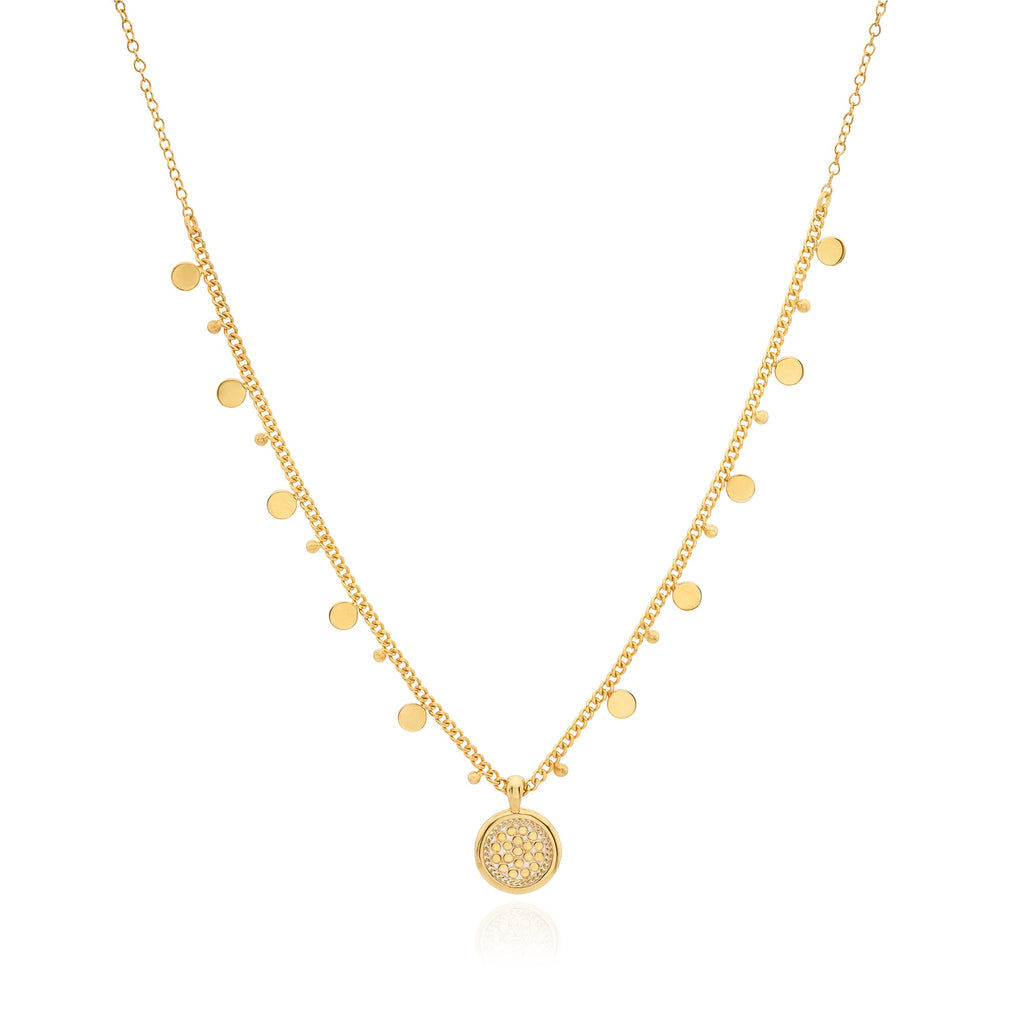 Anna Beck Classic Circle and Charm Necklace 15-17” Gold Style NK10649