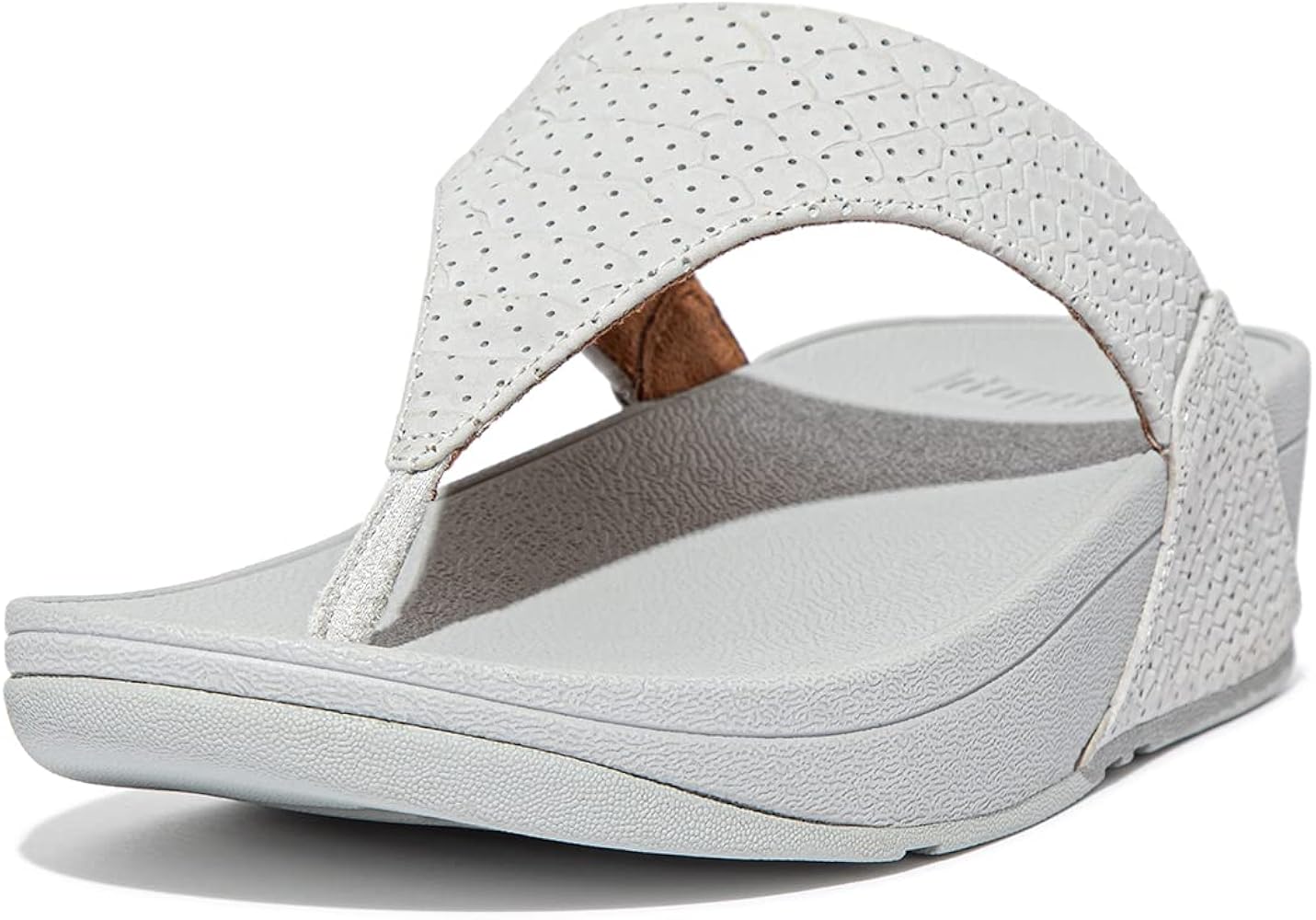 Fitflop Lulu Perf Croc Leather Soft Grey Clearance