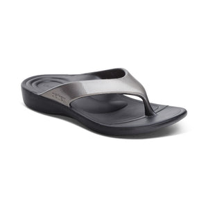 Aetrex W Maui Orthotics Flip Pewter Gloss