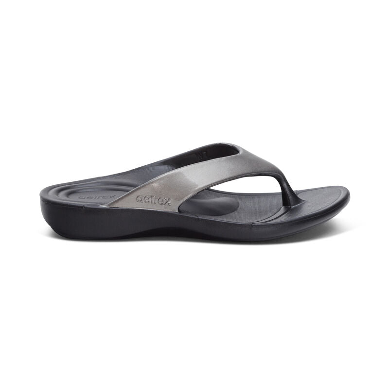 Aetrex W Maui Orthotics Flip Pewter Gloss