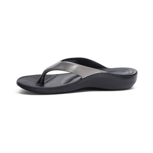 Aetrex W Maui Orthotics Flip Pewter Gloss
