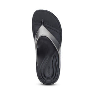 Aetrex W Maui Orthotics Flip Pewter Gloss