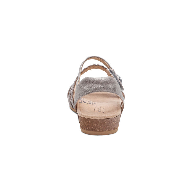 Aetrex Jillian Braided Quarter Strap Brush Silver