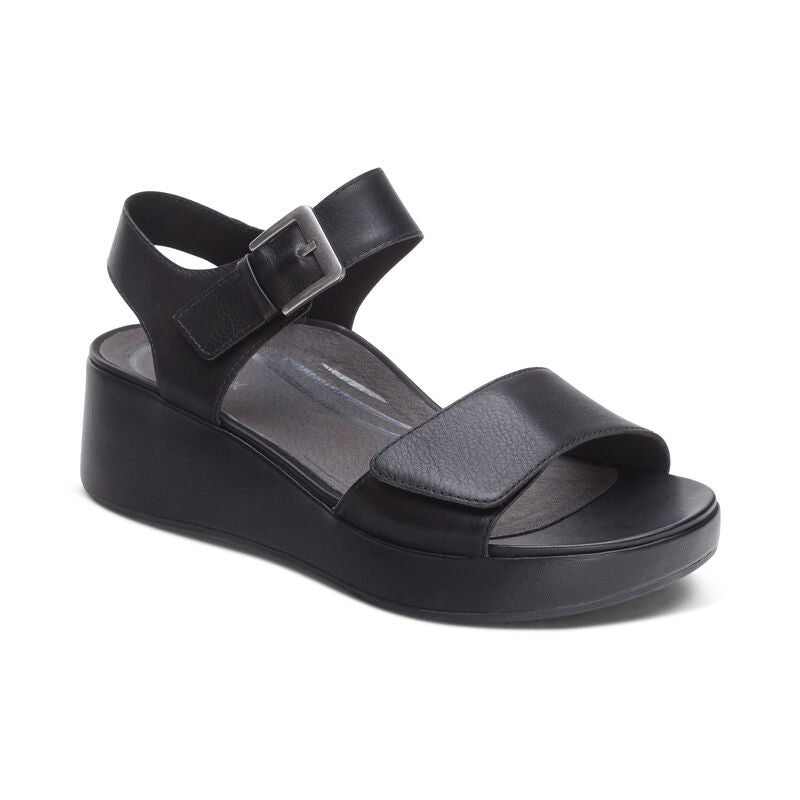 Aetrex Ariel Platform Adjustable Strap Black