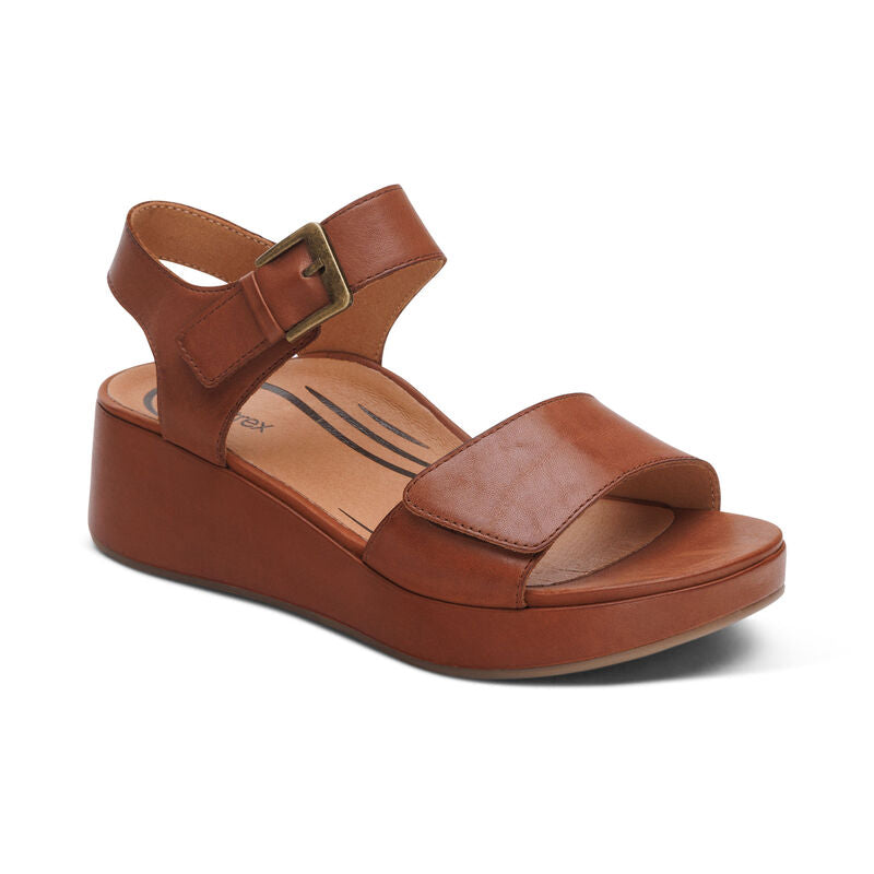 Aetrex Ariel Platform Adjustable Strap Dark Brown