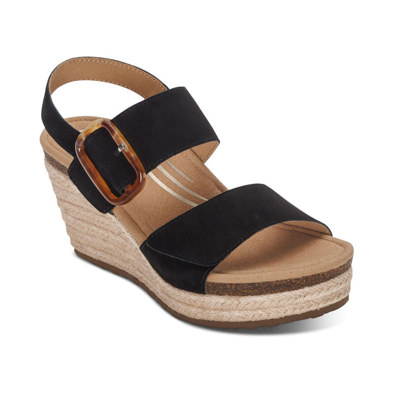 Aetrex Ashley Arch Support Wedge Black