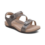 Aetrex Jess Adjustable Quarter Strap Pewter Sparkle