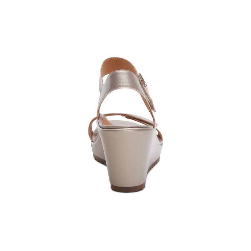 Aetrex Andrea Wedge Quarter Strap Support Wedge Platinum