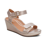 Aetrex Andrea Wedge Quarter Strap Support Wedge Platinum