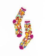 Sock Candy Y2K Hearts Ruffle Sheer Crew Sock FW22-8 Multi Color