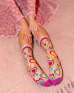 Sock Candy Y2K Hearts Ruffle Sheer Crew Sock FW22-8 Multi Color
