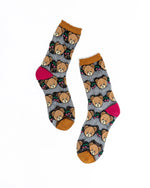 Sock Candy Teddy Bear Ruffle Black Sheer Crew Sock FW24-1 Black