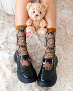 Sock Candy Teddy Bear Ruffle Black Sheer Crew Sock FW24-1 Black