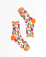 Sock Candy Ditsy Floral Sheer Ankle Sock SS21-1 Orange/ Multi