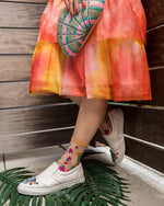 Sock Candy Ditsy Floral Sheer Ankle Sock SS21-1 Orange/ Multi