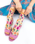 Sock Candy Ditsy Floral Sheer Ankle Sock SS21-1 Orange/ Multi