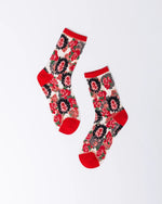 Sock Candy Cameo Rose Sheer Crew Sock FW24-12 Red