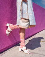 Sock Candy Cherry Blossom Sheer Crew Sock SS21-6 Pink