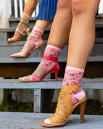 Sock Candy Cherry Blossom Sheer Crew Sock SS21-6 Pink