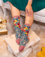 Sock Candy Tapestry Vines Sheer Crew Sock FW22-6 Teal