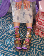 Sock Candy Magic Mushrooms Black Sheer Crew Sock SS22-4-1 Purple