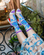 Sock Candy Aquamarine Peacock Sheer Crew Sock FW24-7 Aqua