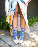 Sock Candy Aquamarine Peacock Sheer Crew Sock FW24-7 Aqua