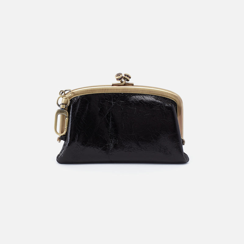 Hobo Cheer Frame Pouch Polished Leather Black