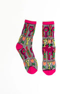 Sock Candy Cocktail Hour Black Sheer Crew Sock SS24-11 Multi Color