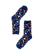 Sock Candy Bold Blue Floral Sheer Crew Sock SS24-7 Blue Color