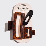 Kit Sch Assorted Rectangle Claw Clips 3pc Set Black/Tortoise