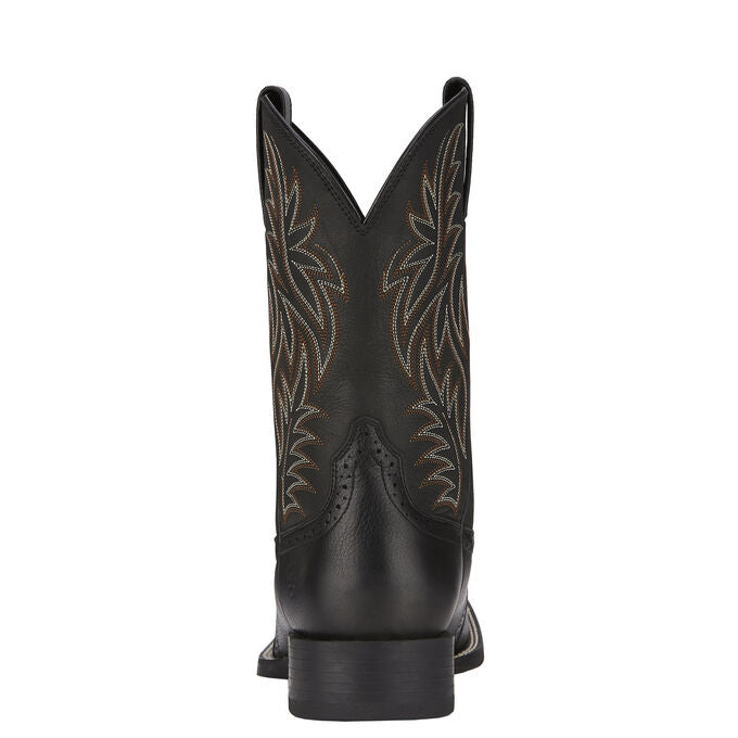 Ariat Sport Wide Square Toe Western Boot - Black Deertan 10016292 CLEARANCE