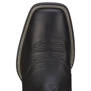 Ariat Sport Wide Square Toe Western Boot - Black Deertan 10016292 CLEARANCE