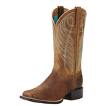 Ariat Women Round Up Wide Square Toe Western Boot - Powder Brown 10018528