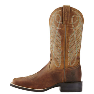 Ariat Women Round Up Wide Square Toe Western Boot - Powder Brown 10018528
