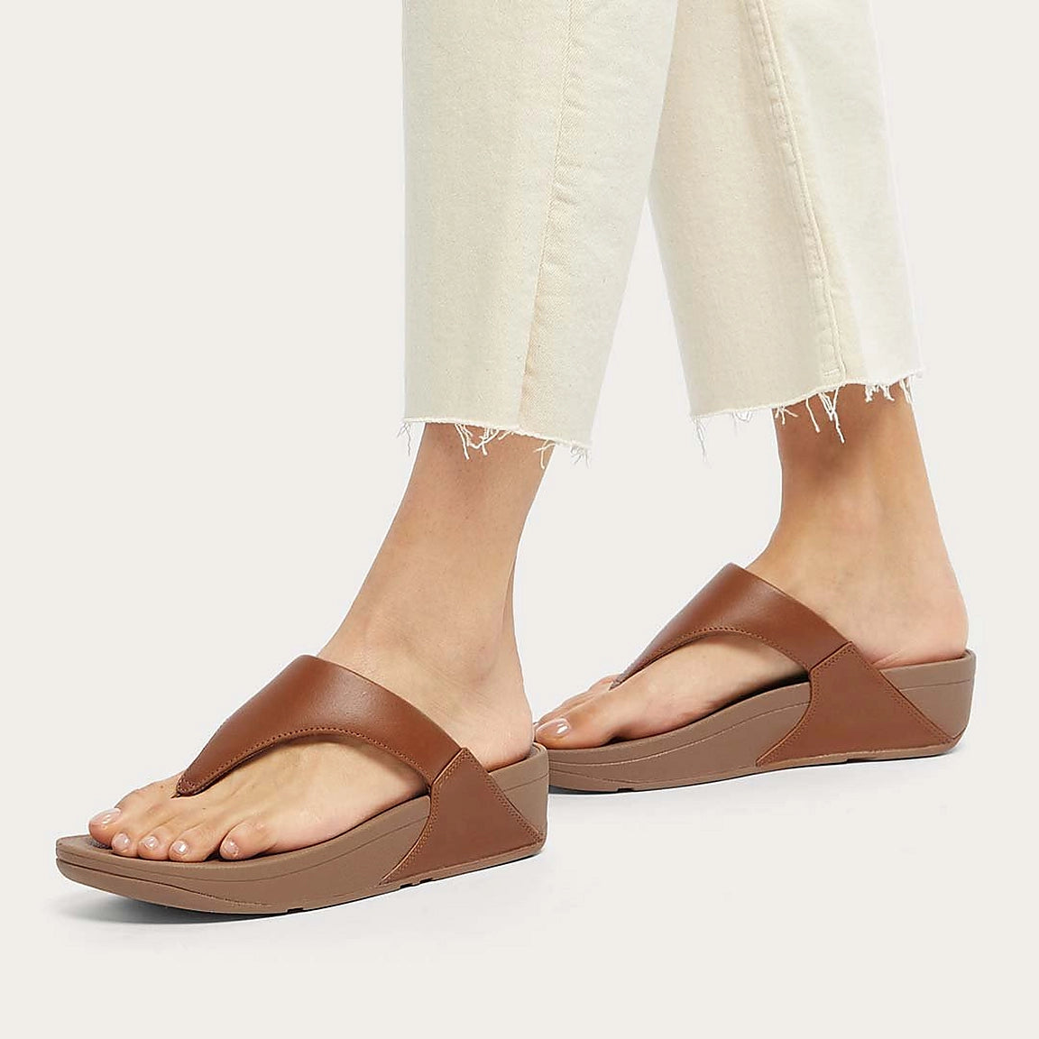 LULU  Leather Toe-Post Sandals Light Tan CLEARANCE